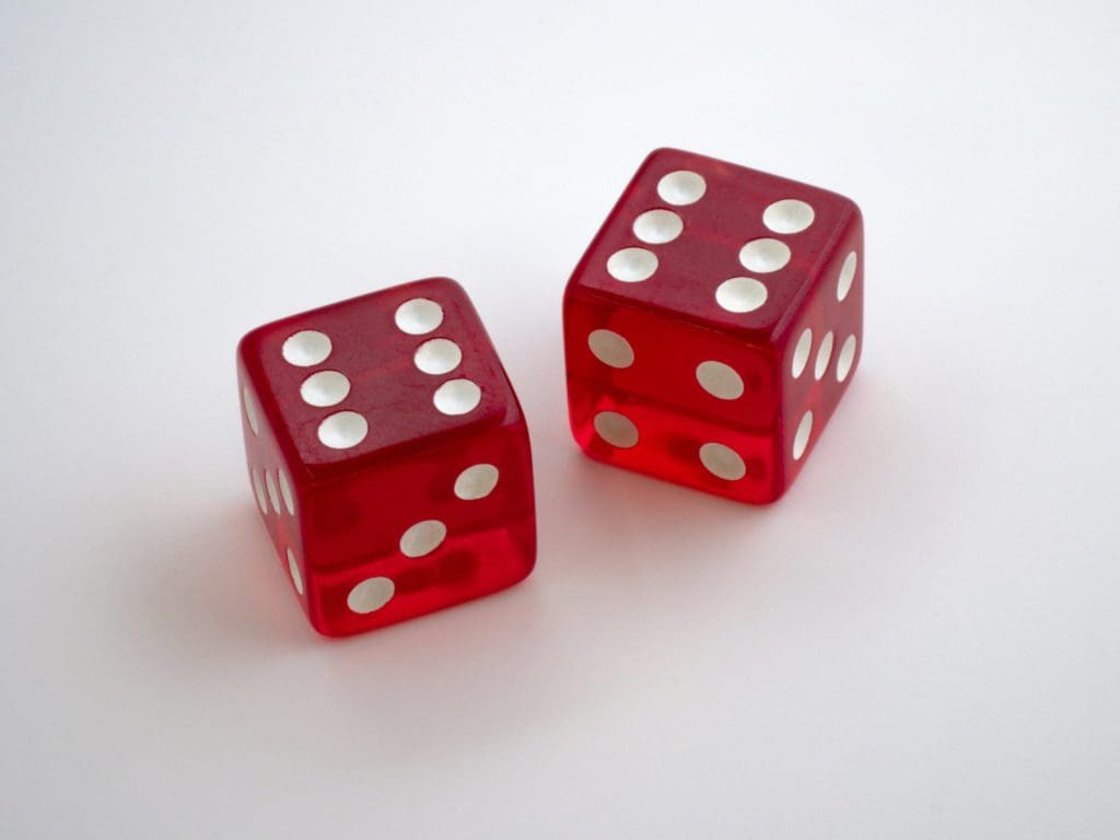 Illustartion Of Casino Rulette Red Dice Cubes